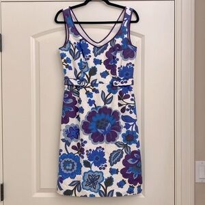 Boden Lady Bluebell Dress Womens 6 Cotton Sleeveless Floral V neck Preppy